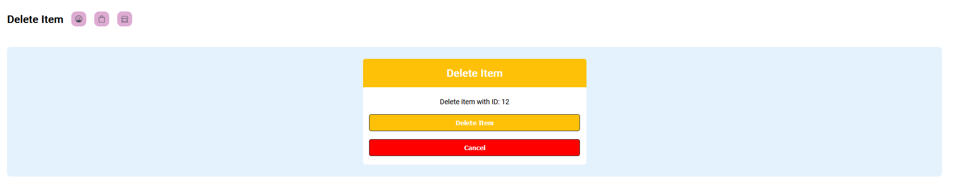 Delete Item page