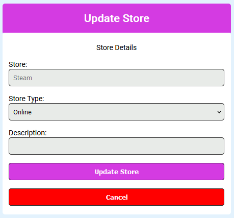 Store update page